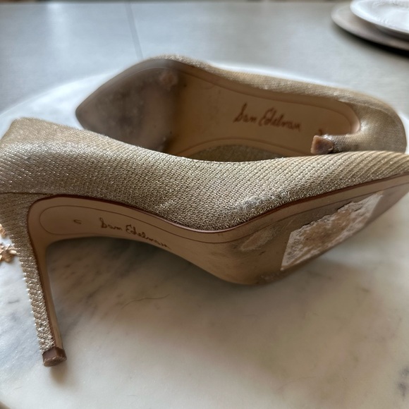 Sam Edelman Hazel Orella Metallic Gold Pointy Toe Pumps Heels - Picture 6 of 8